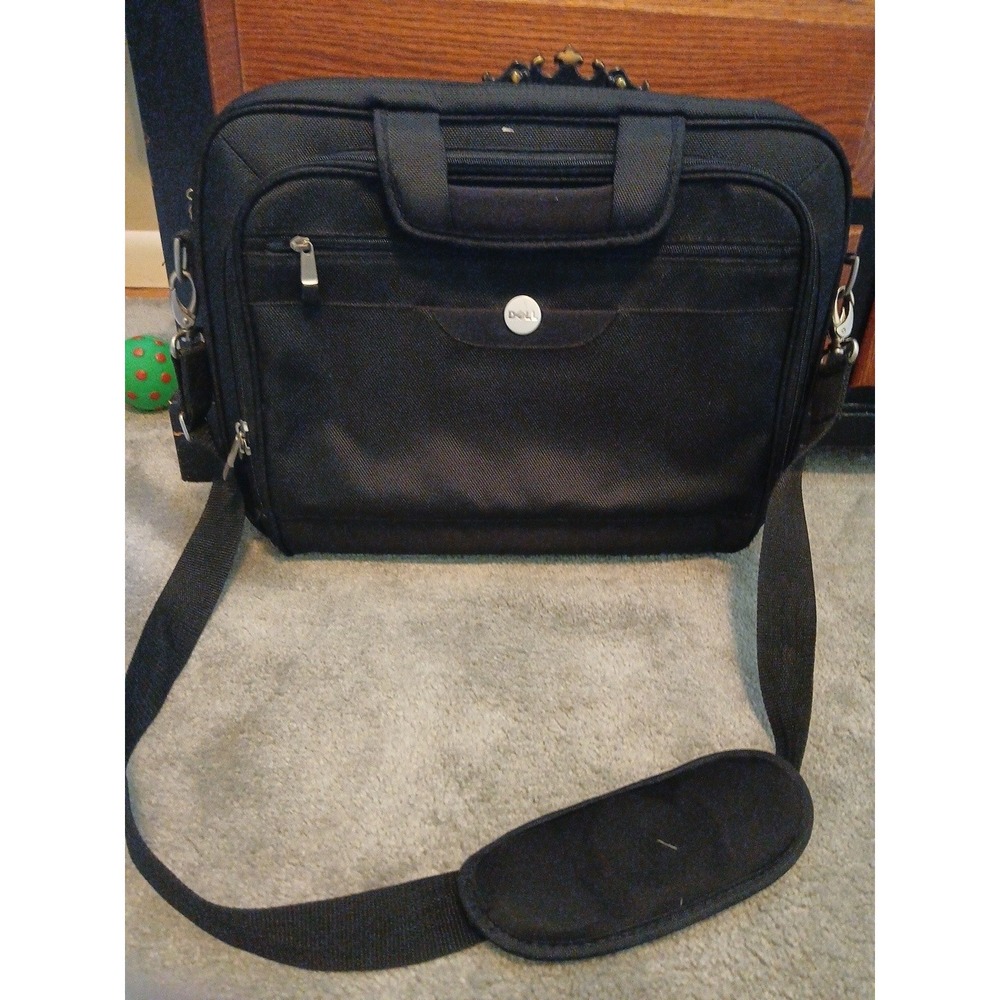 Dell Black Nylon Padded Laptop Notebook Carrying Messenger Bag Black